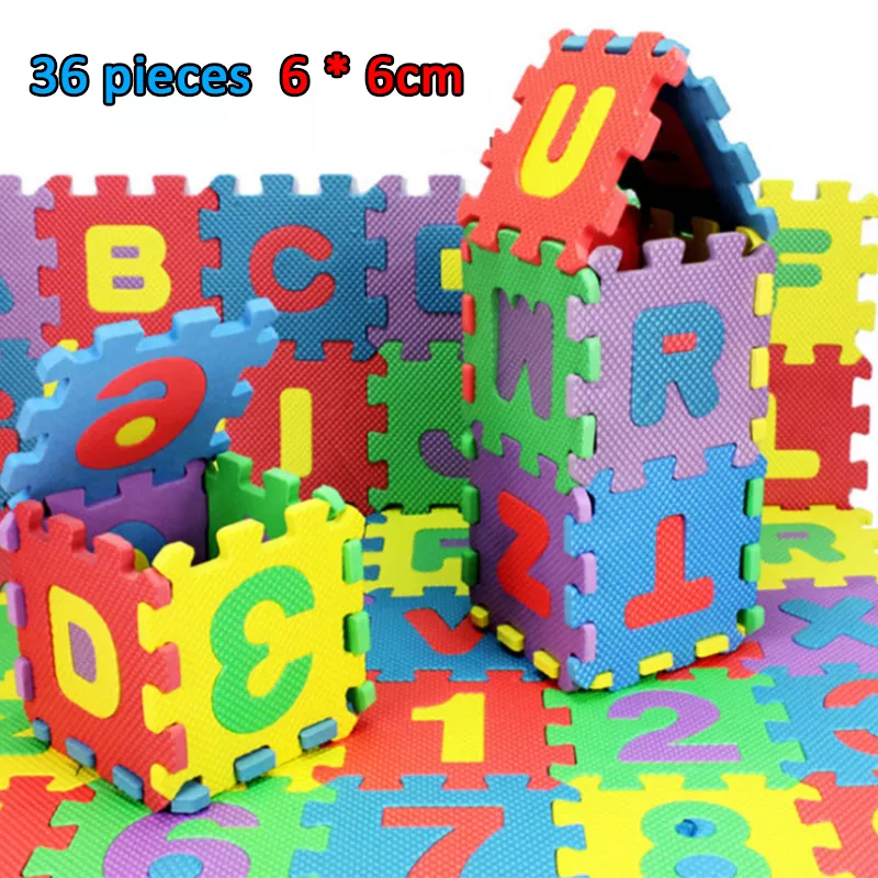 숫자 동물 패턴 아기 놀이 매트, 6x6CM, 어린이용 퍼즐 장난감, 어린이 EVA 폼 요가 크롤링 매트, 바닥 Tapete